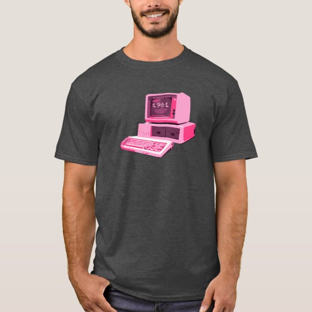 1981 Pink Retro Computer T-Shirt (Front)