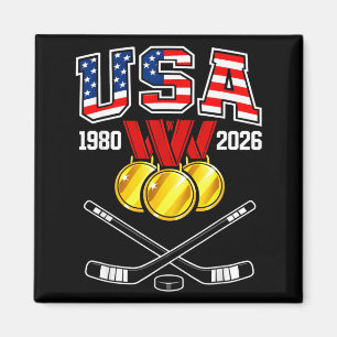 1982 2026 Hockey Vintage Usa Crossed Sticks Magnet