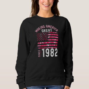 1982 Birthday 40 Years Old Womens Pink Camo Usa Fl Sweatshirt