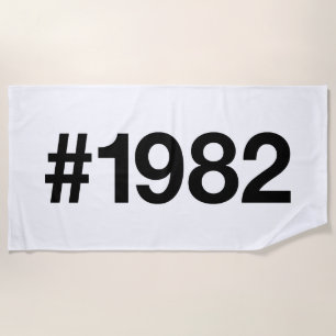 1982 Hashtag 41 Birthday Anniversary Beach Towel