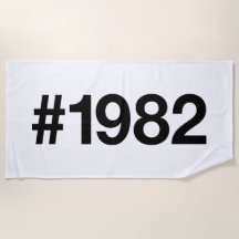 1982 Hashtag 43 Birthday Anniversary Beach Towel