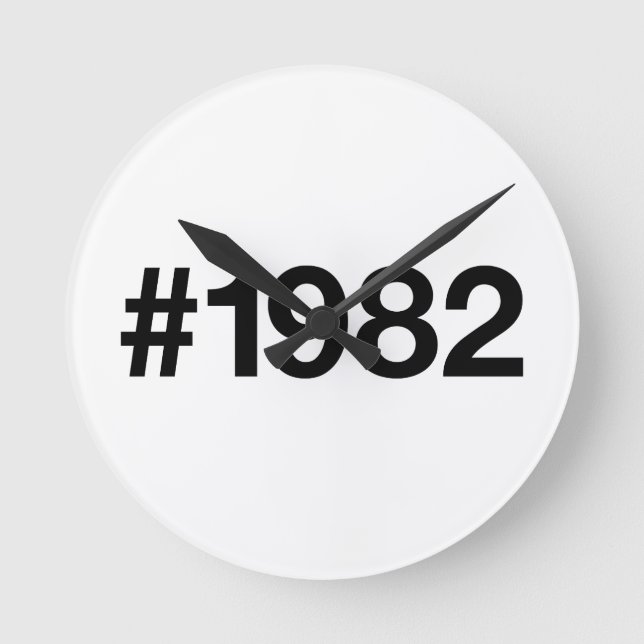1982 Hashtag 43 Birthday Anniversary Round Clock (Front)