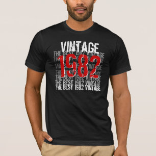 1982 Vintage Trendy 30th Birthday Red Black White T-Shirt