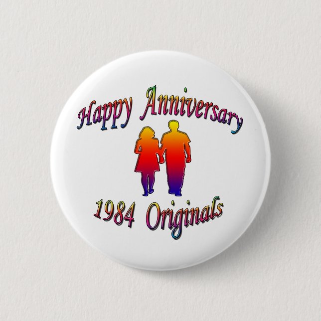 1984 Couple 6 Cm Round Badge (Front)