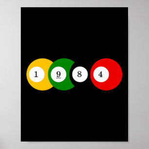 1984 Pool Ball Billiards Vintage Colour Year Desig Poster