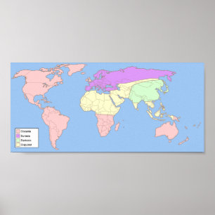 1984 World Map with key Poster