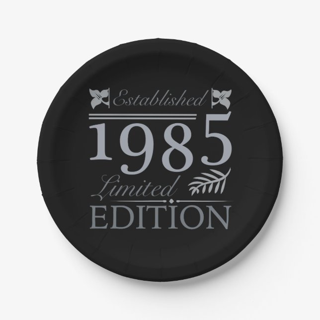1985 Limited Edition 40th Birthday Paper Plate (Front)