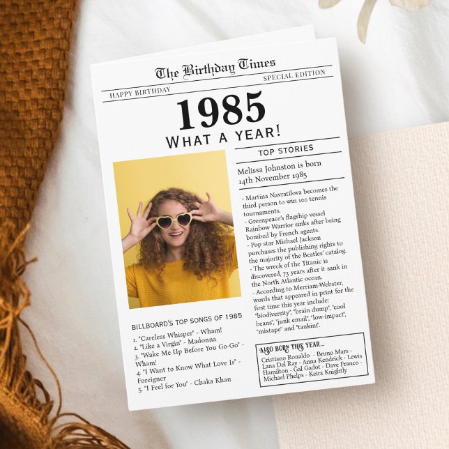 1985 Newspaper Birthday card (Creator Uploaded)