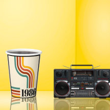 1986 40th Birthday Retro Stripe Vintage
