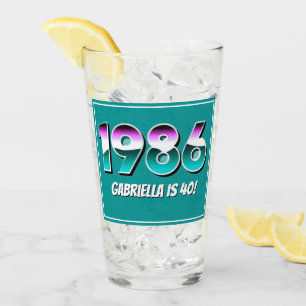 1986 40th Birthday Retro Vintage Party Favour Glass
