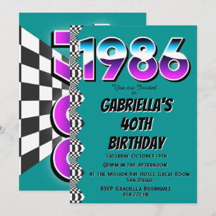 1986 40th Birthday Retro Vintage Party  Invitation