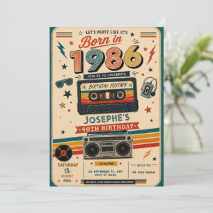 1986 Birthday Retro 40th Birthday Party Invitation