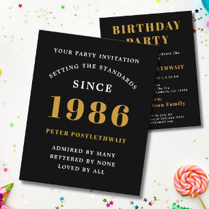 1986 Budget 40th Birthday Invitation Black Gold Flyer