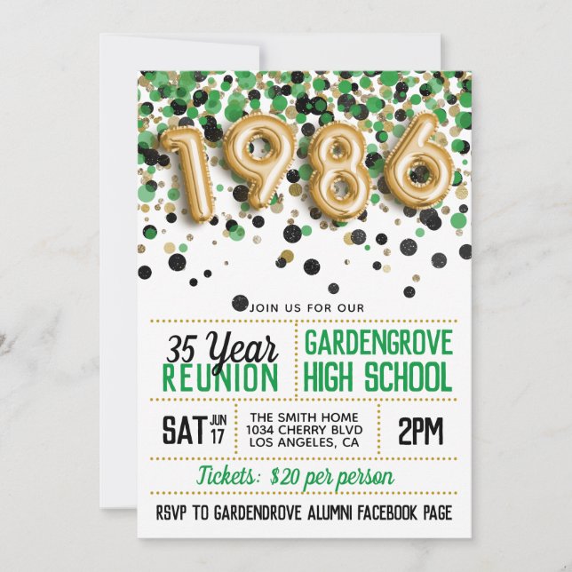 1986 High School College Reunion Invitation (Front)