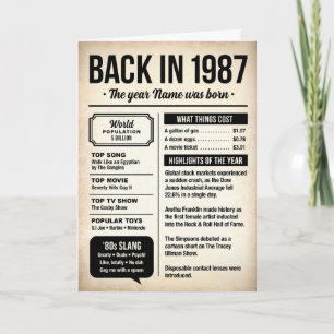 1987 Back in the Day, Fun Facts Birthday Card