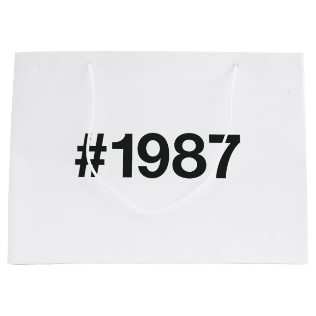 1987 Hashtag 38 Birthday Anniversary Large Gift Bag (Front)