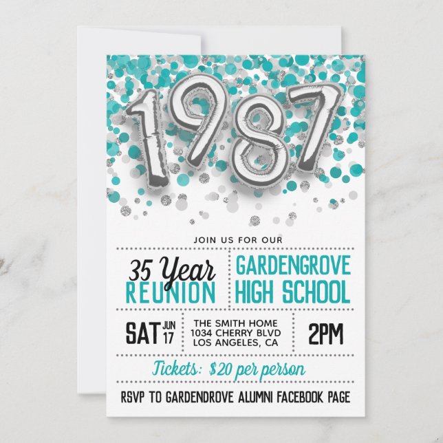1987 High School College Reunion Invitation (Front)