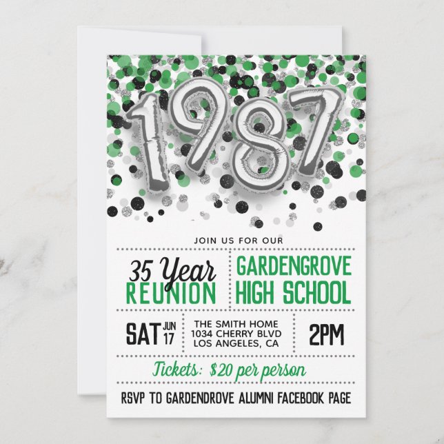 1987 High School College Reunion Invitation (Front)