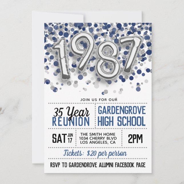 1987 High School College Reunion Invitation (Front)