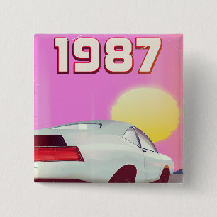 1987 sportscar poster 15 cm square badge