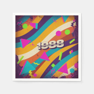 1988- Retro Vintage 80s Neon Geometric - Napkin