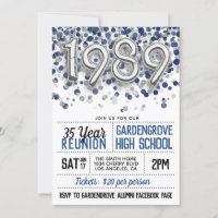 1989 High School College Reunion Invitation