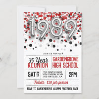 1989 High School College Reunion Invitation