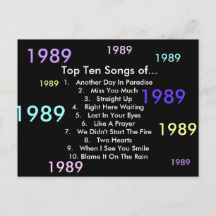 1989 Songs Postcard