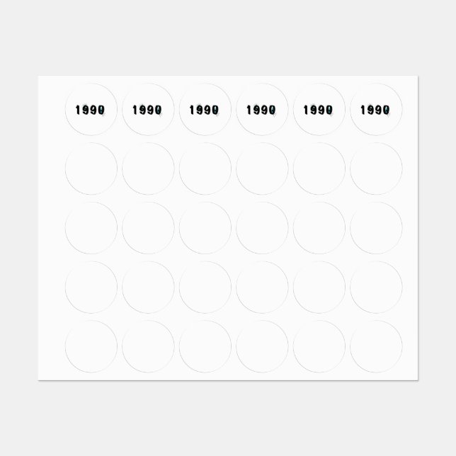 1990 Birth Year Round Sticker Sheet | Birthday Env (Sheet)