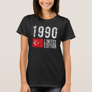 1990 Limited Edition Turkey with Flag Birthday T-Shirt