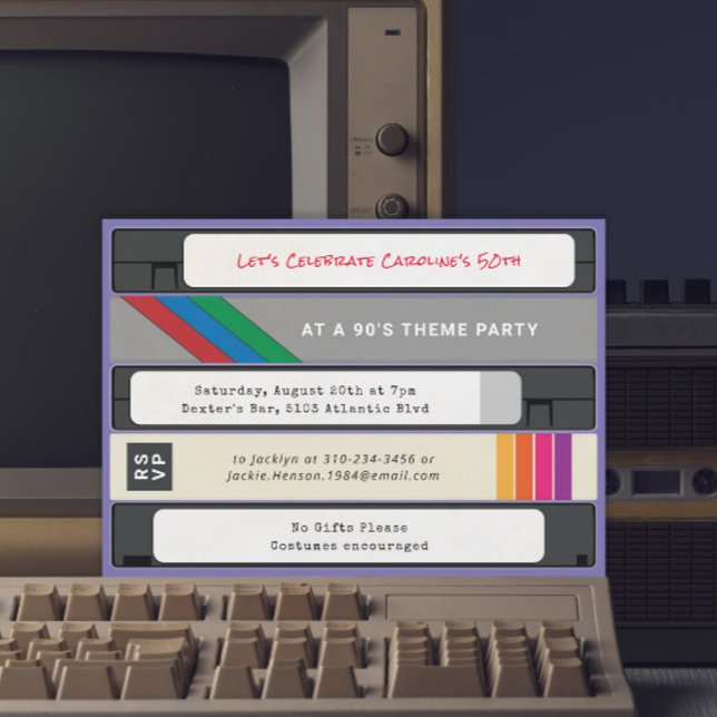 1990s Vintage VHS Tape 90's Birthday Party Invitation (Creator Uploaded)