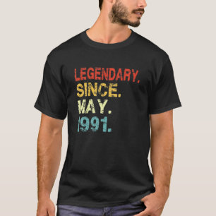 1991 30 Legendary Since May 1991 30Th Bday Retro V T-Shirt