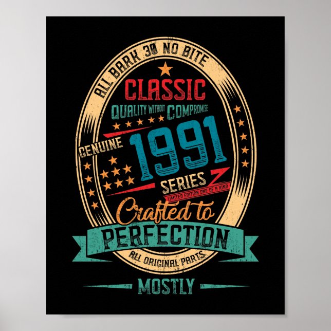 1991 31 years old 31st Birthday Crafted Perfection Poster (Front)