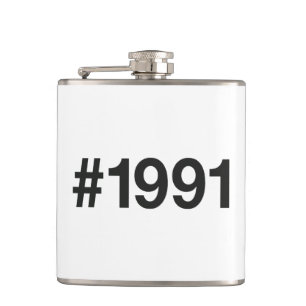 1991 Hashtag 32 Birthday Anniversary Hip Flask