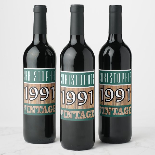 1991 Year of Birth Wine Label (Bottles)