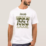 1993 American Classic 21st Birthday Camo and White T-Shirt<br><div class="desc">Born in 1993? Or know someone who is, and looking for a fun birthday gift? Then check out this t-shirt, with the sentiment - American Classic - and a spot to put a name or sentiment.. Text is customisable, so you can say whatever you want. Looking for a birthday gift?...</div>