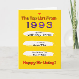 1993 Top List Birthday Card