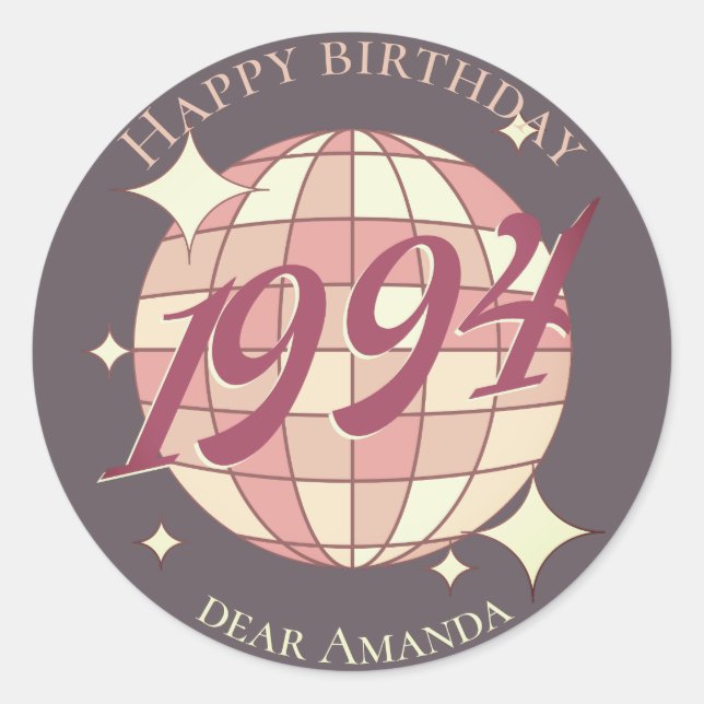 1994 30th birthday retro green party Invitation Classic Round Sticker (Front)