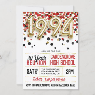 1994 High School College Reunion Invitation