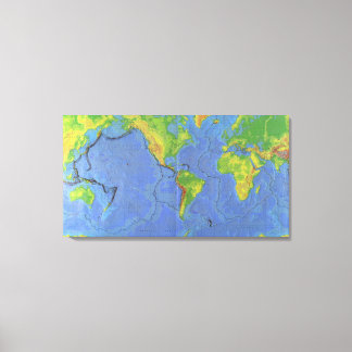 1994 Physical World Map - Tectonic Plates - USGS Canvas Print