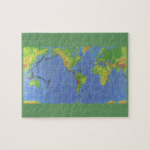 1994 Physical World Map - Tectonic Plates - USGS Jigsaw Puzzle