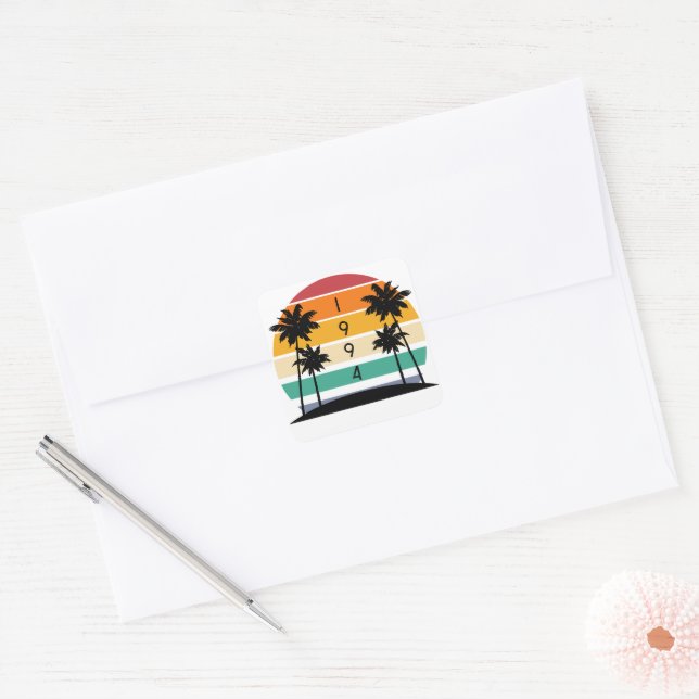 1994 Retro Stripe Sunset Vintage  Square Sticker (Envelope)