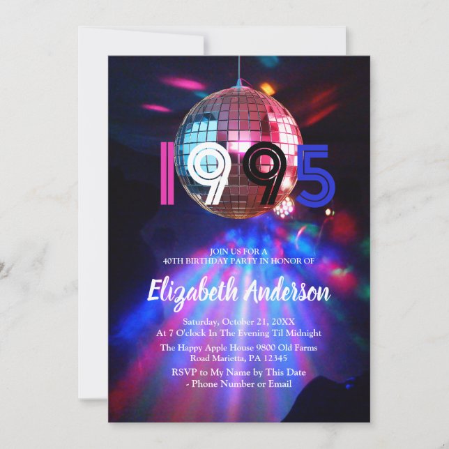 1995 Disco Ball 30th Birthday Party Invitation (Front)