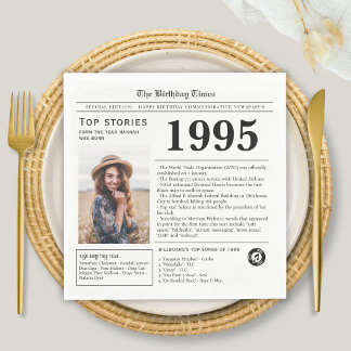 1995 Newspaper Birthday Trivia  Napkin
