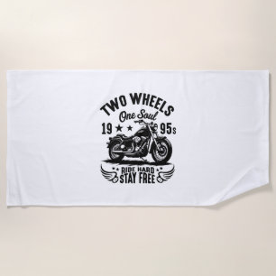 1995s Motorcycle Vintage Beach Towel