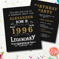 1996 Budget 30th Birthday Invitation Legend