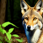 "1996" Cayote in the forest canvas art<br><div class="desc">The cayote (Canis latrans) is a North American canid that is known for its intelligence and adaptability. The cayote can survive in a variety of habitats, including deserts, prairies, and forests. They are opportunistic predators, and will eat a variety of prey, including small mammals, birds, reptiles, and insects. They are...</div>