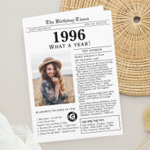 1996 Newspaper Birthday card
