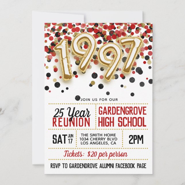 1997 High School College Reunion Invitation (Front)