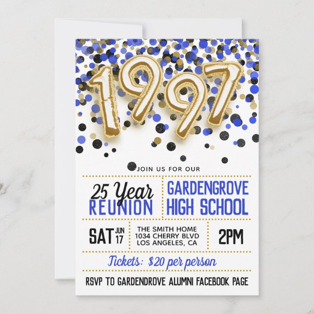 1997 High School College Reunion Invitation (Front)